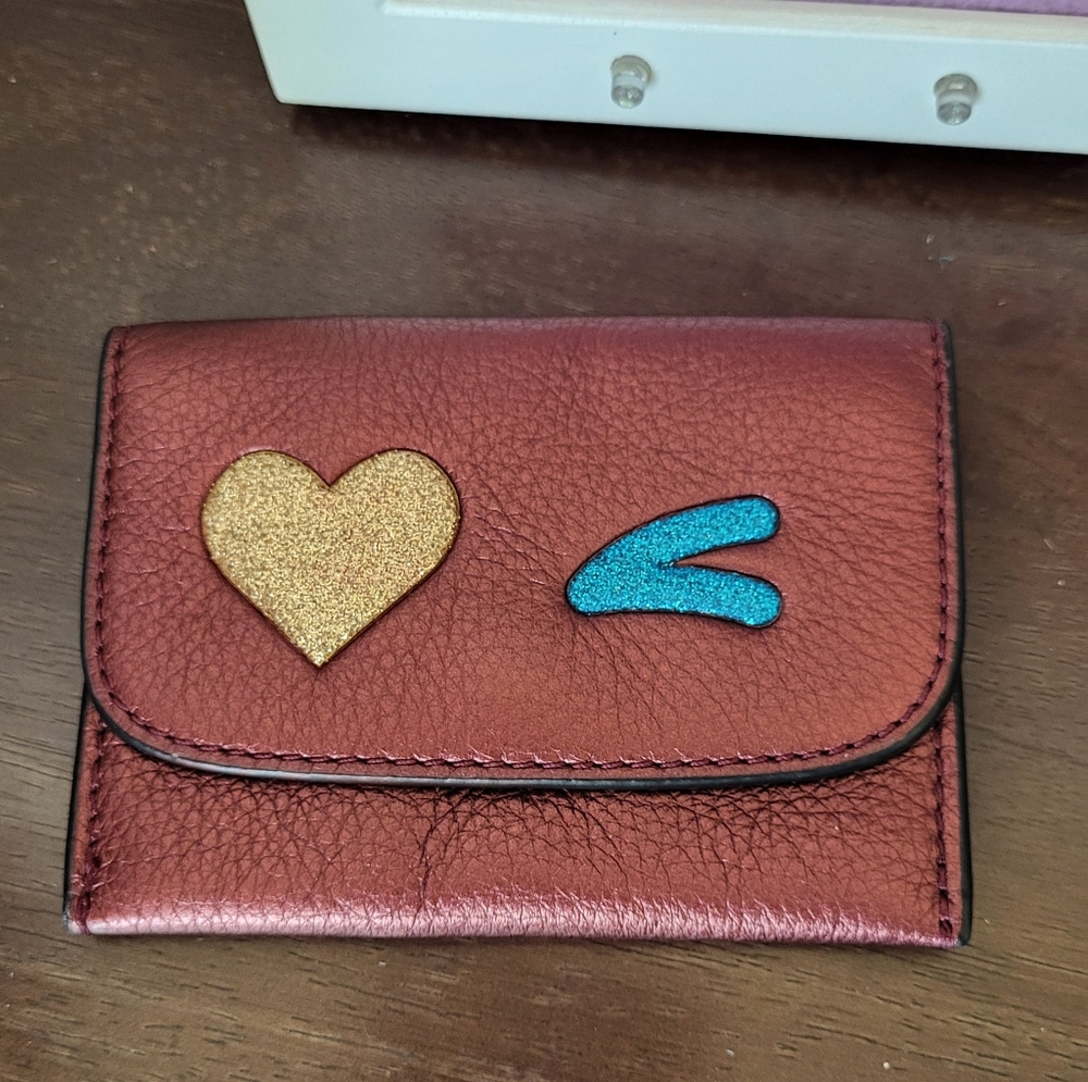 Rare COACH Glitter HEART Card POUCH Winkie
